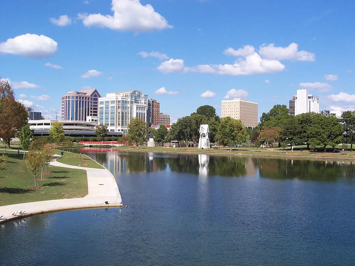 Downtown Huntsville skyline over Big Spring Park