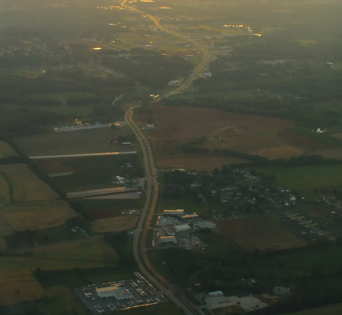 Aerial view of the US 72 corridor near Athens, where many restaurants needing hood cleaning in Athens AL are built